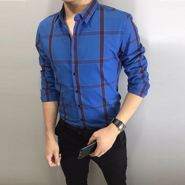 áo sơ mi tay dài sọc caro KRASM79 áo sơ mi tay dài sọc caro KRASM79