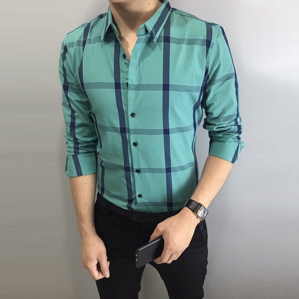 áo sơ mi tay dài sọc caro KRASM79 áo sơ mi tay dài sọc caro KRASM79