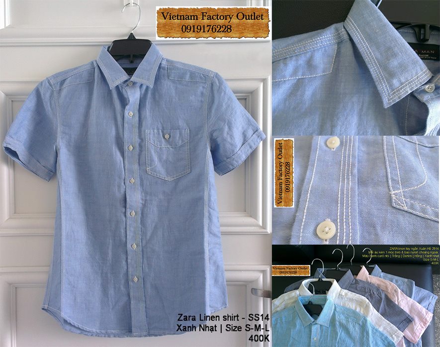Áo Sơ Mi ZARA tay ngắn LINEN – Xuân Hè 2014 - Xanh nhạt Áo Sơ Mi ZARA tay ngắn LINEN – Xuân Hè 2014 - Xanh nhạt