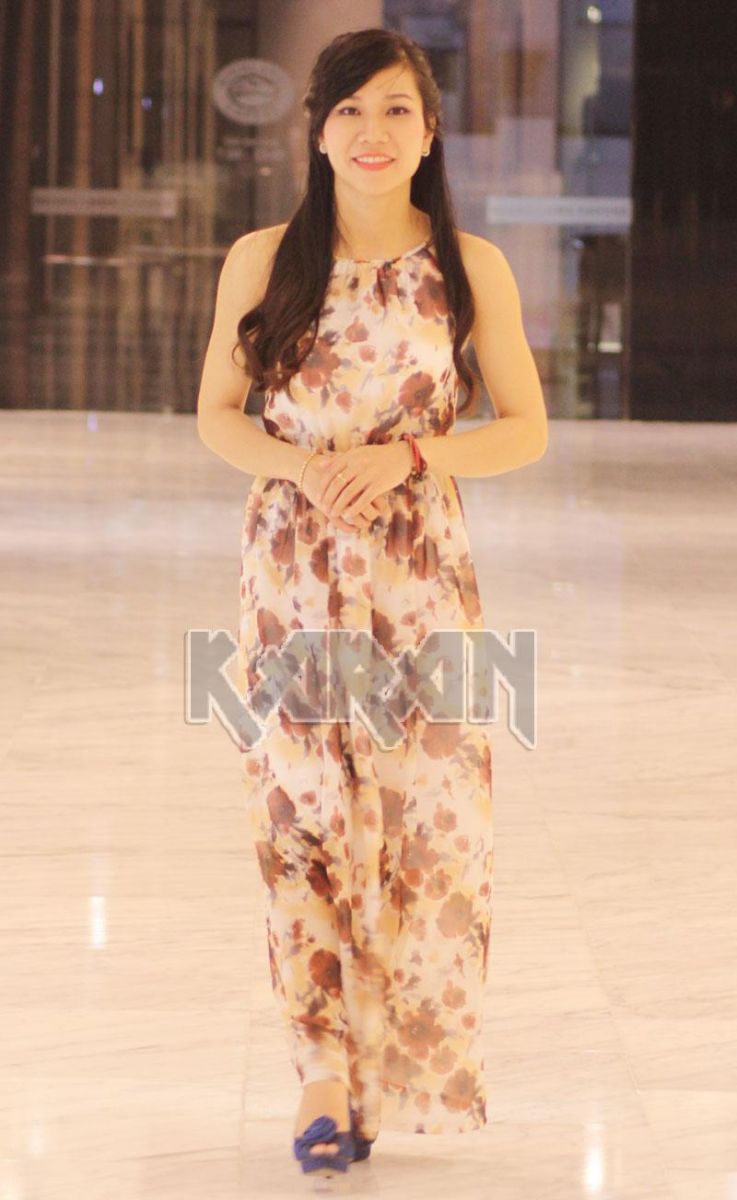 Đầm Maxi Voan Nâu Huyền Bí KRDM08