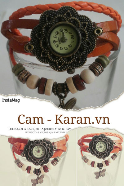 Đồng Hồ Vòng Tay Vintage màu cam KRDHNU09