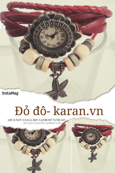 Đồng Hồ Vòng Tay Vintage màu đỏ đô KRDHNU04