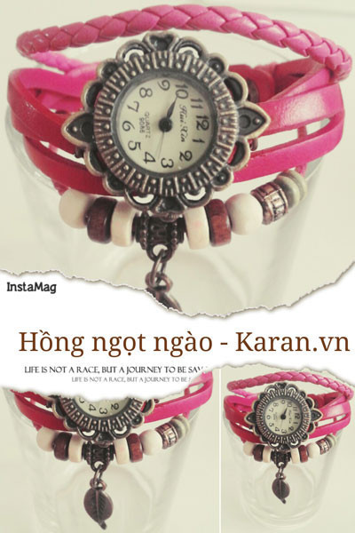 Đồng Hồ Vòng Tay Vintage màu hồng đậm KRDHNU07