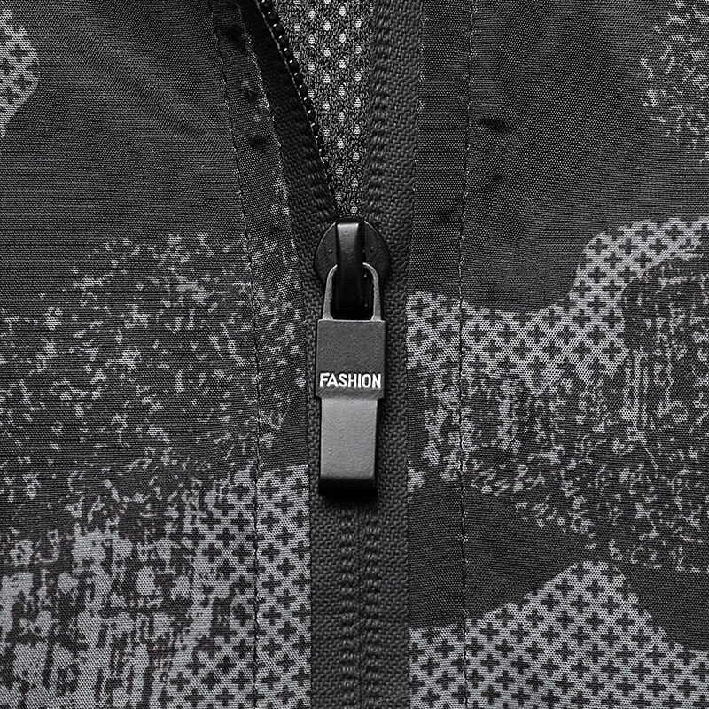 dây kéo áo khoác gió 3D màu xám