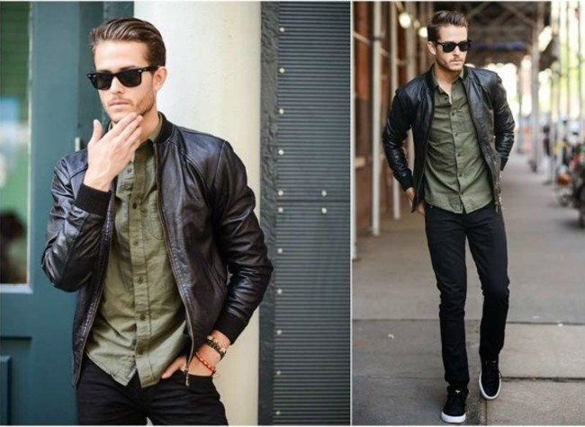 áo khoác da nam bomber jacket