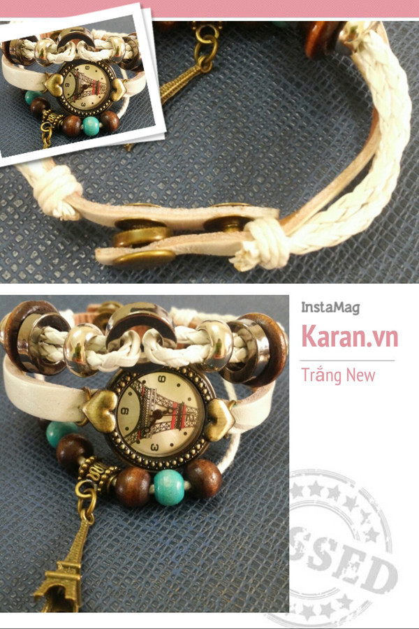 Đồng Hồ Vòng Tay Vintage màu trắng new KRDHNU17