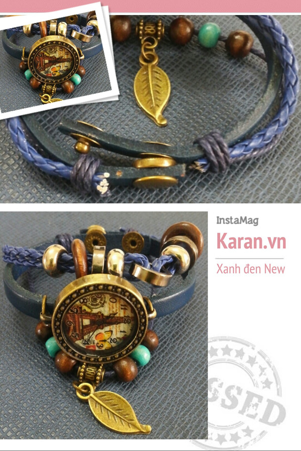 Đồng Hồ Vòng Tay Vintage màu xanh đen new KRDHNU12