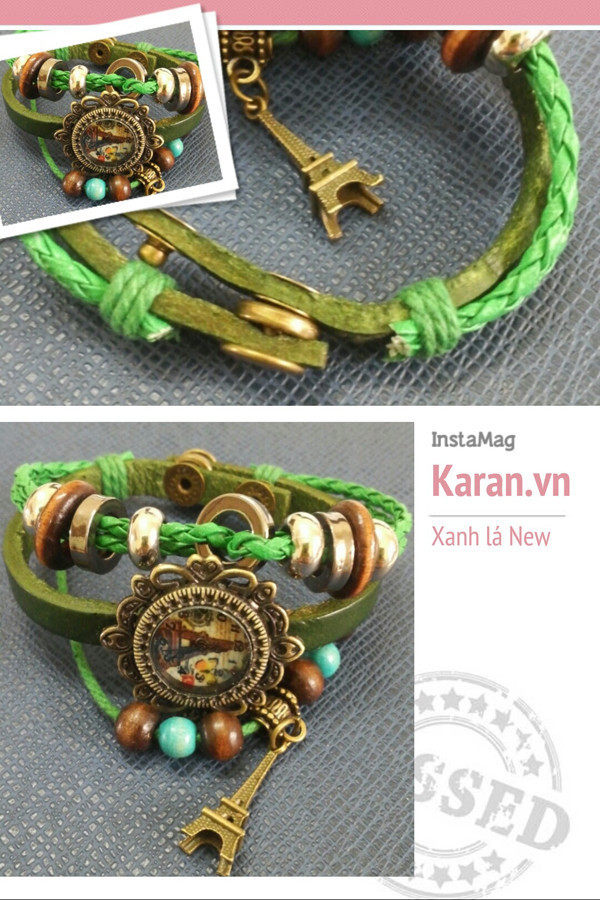 Đồng Hồ Vòng Tay Vintage màu xanh lá new KRDHNU13