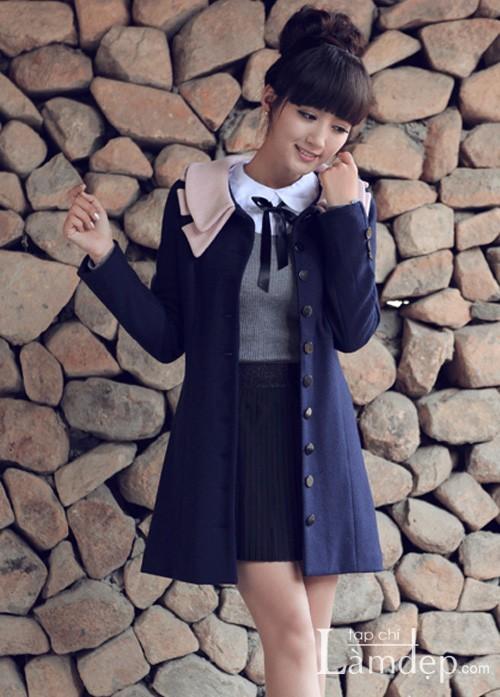 Phong cách Hàn Quốc với áo khoác măng tô dễ thương