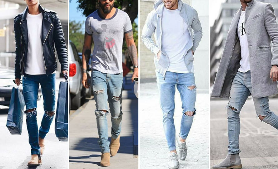 Phong cách thời trang Quý ông với quần jeans rách