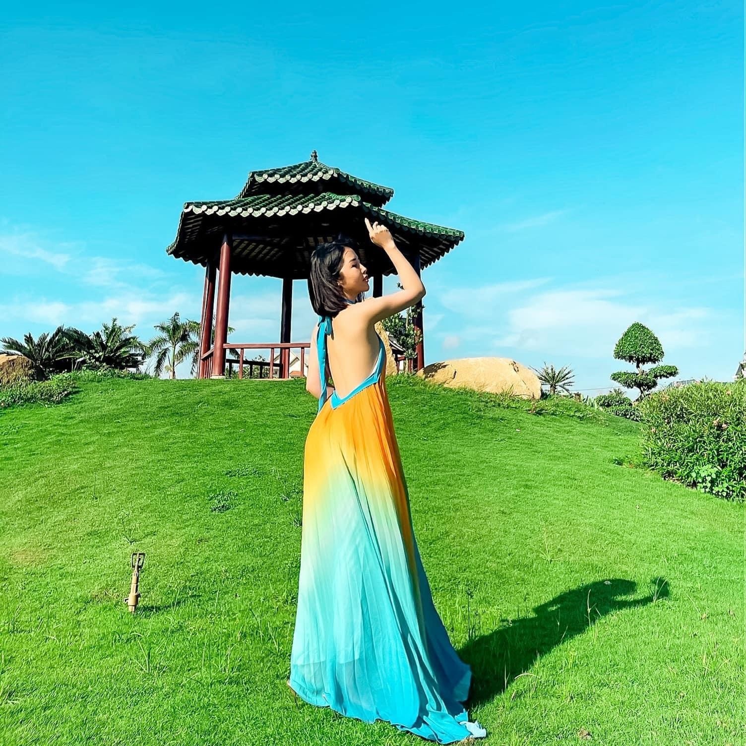 Đầm maxi dập ly ombre cao cấp