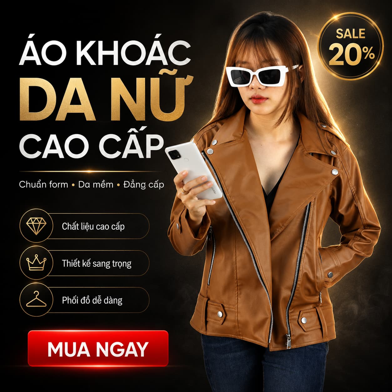 Áo Khoác Da Nữ Cổ Bẻ – Mặc Lên Là Có Gu, Diện Đâu Cũng Đẹp!
