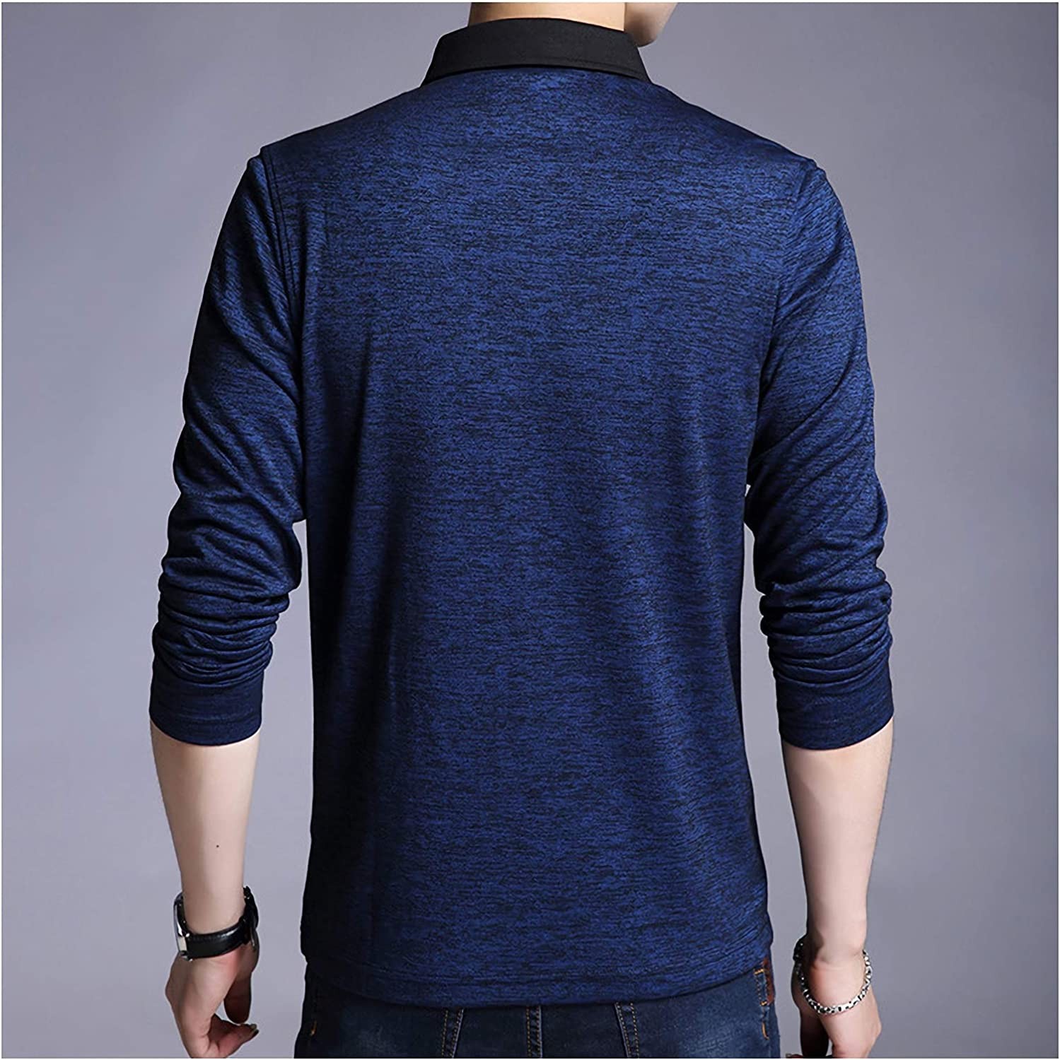 Áo thun nam tay dài cổ bẻ, màu xanh nam tính ATN013Blue