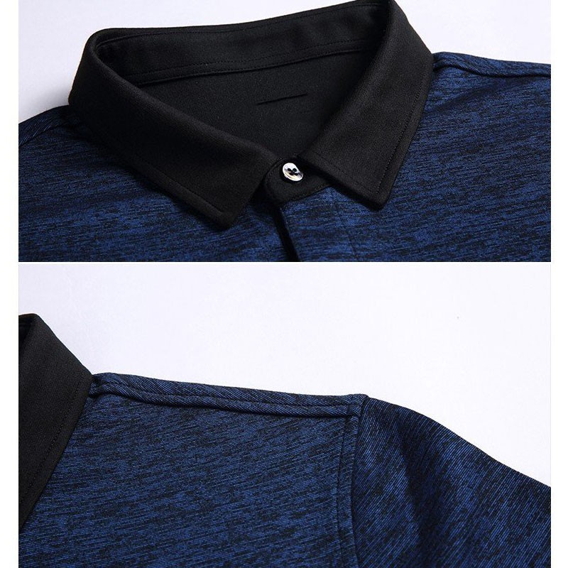 Áo thun nam tay dài cổ bẻ, màu xanh nam tính ATN013Blue