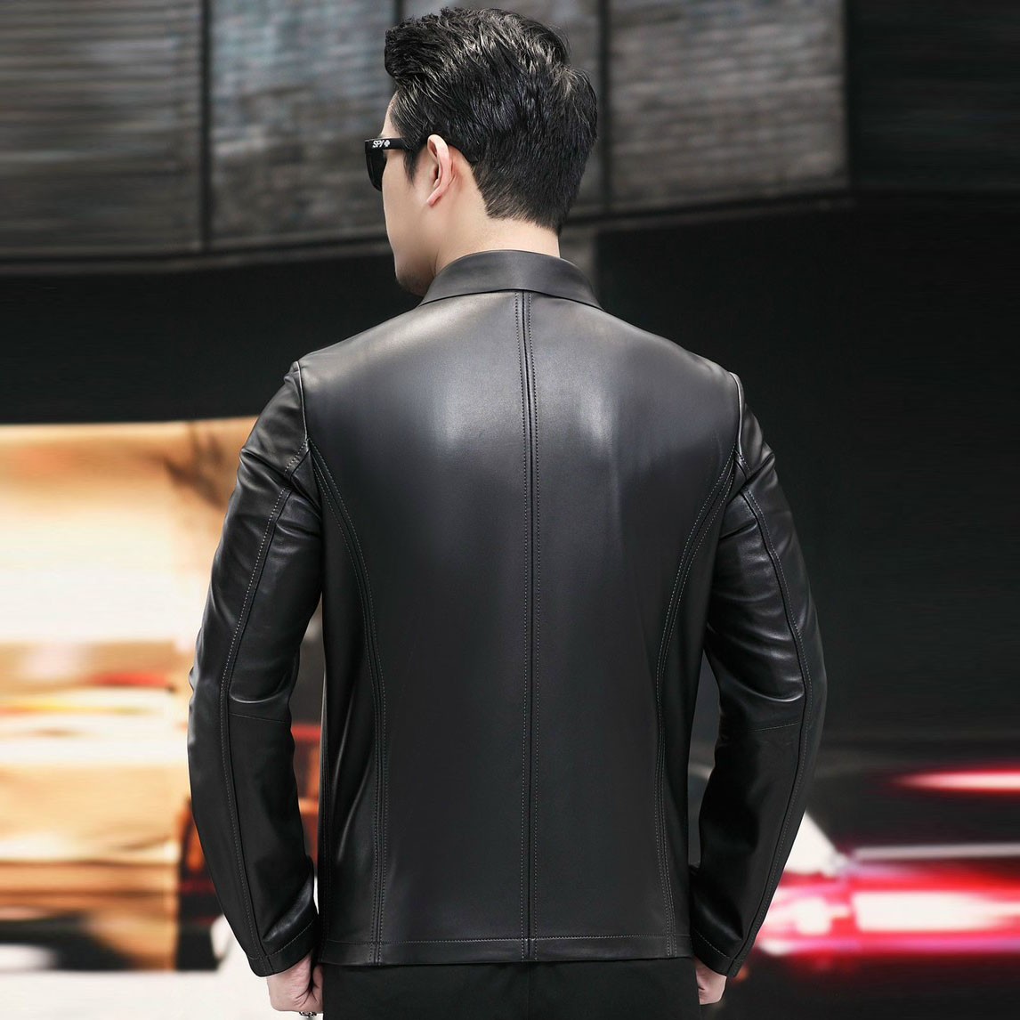 Áo khoác da nam cổ bẻ lịch lãm AKN258