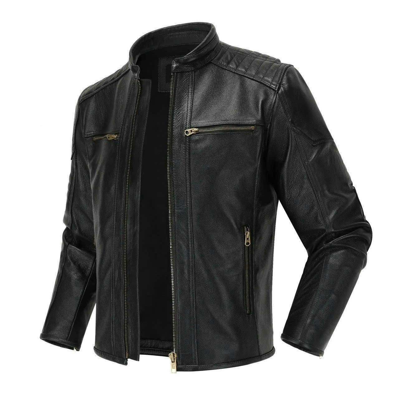 Áo khoác da nam cổ trụ lót dù AKN264