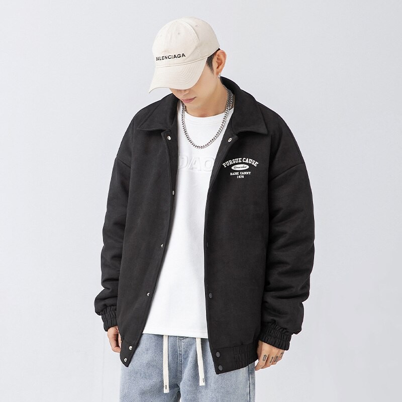 Áo khoác bomber da lộn nam