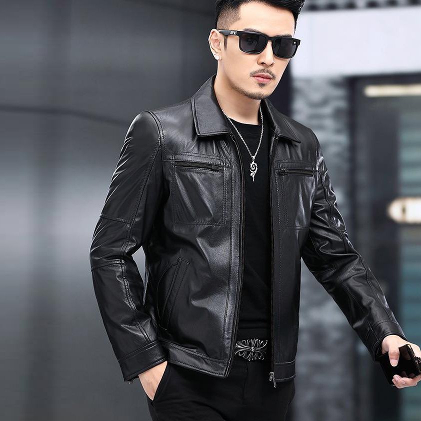 Áo khoác da nam cổ bẻ chuẩn men AKN268