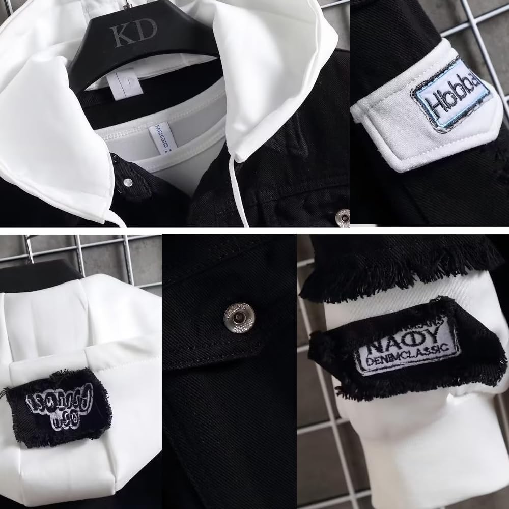 Áo khoác jean nam có mũ nỉ dây rút màu đen