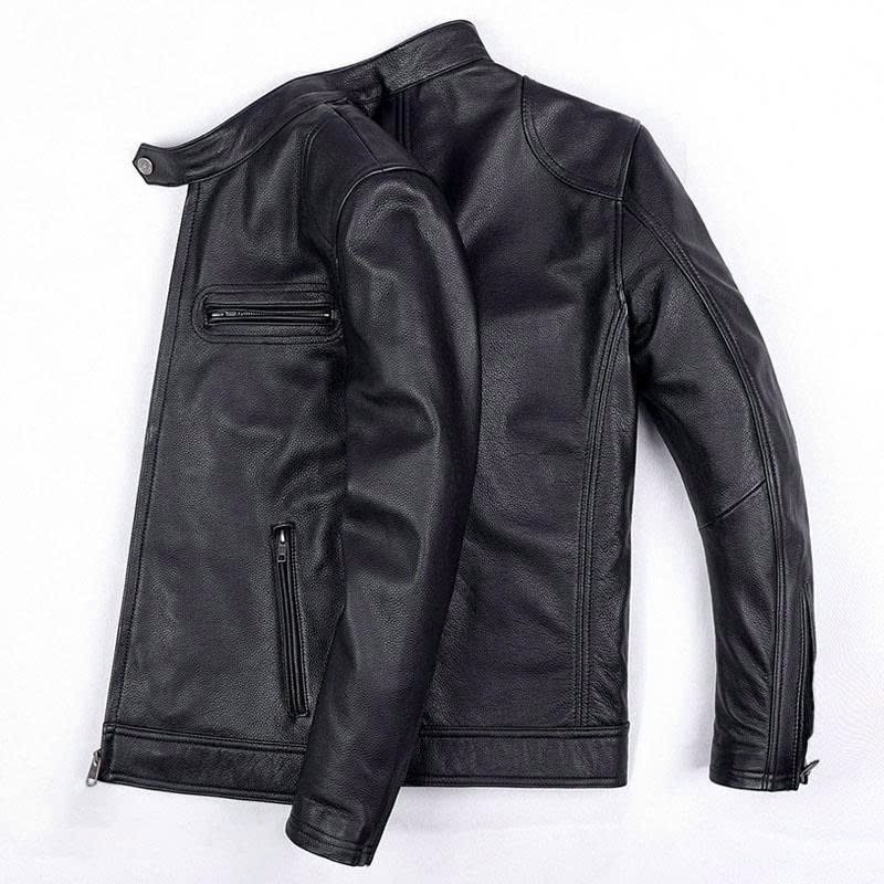 Áo Khoác Da Nam Karan Black Force Cổ Đứng Khóa Kéo