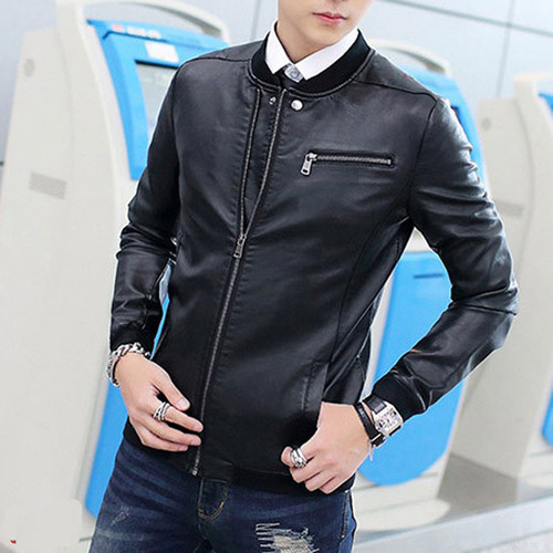 Áo khoác da nam cổ bo AKN146