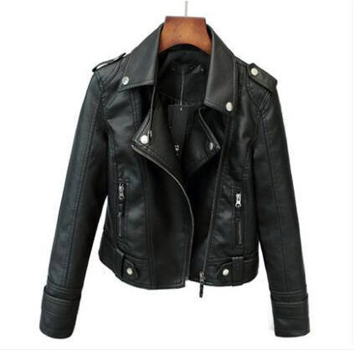 Áo khoác da nữ cổ bẻ sành điệu