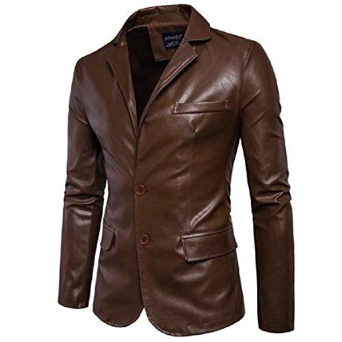 Áo khoác da nam cổ Vest nâu hot 2022 AKN228