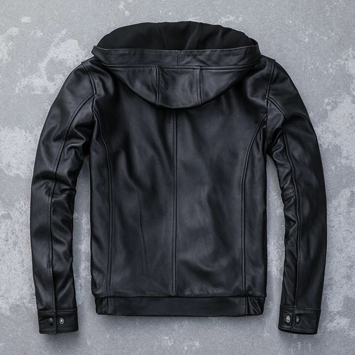 Áo khoác da nam lót nỉ nón trùm
