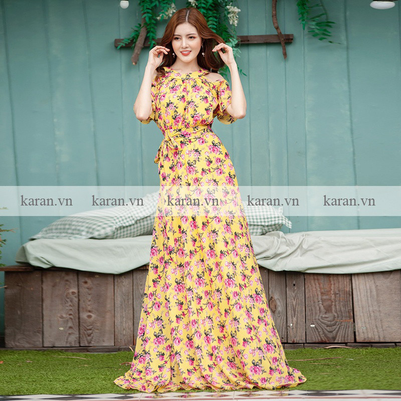 Đầm maxi voan hoa M39