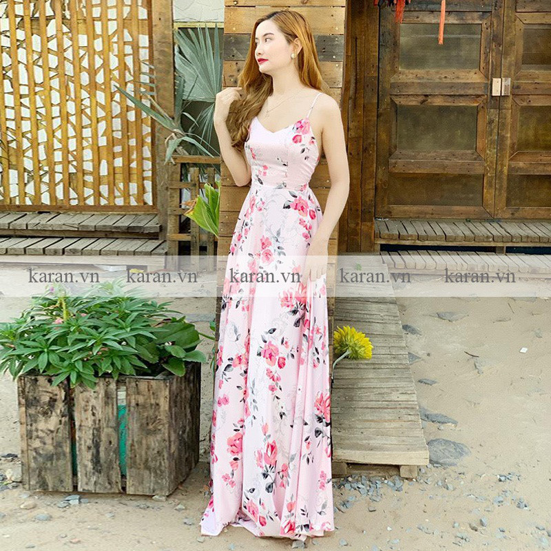 Đầm maxi hở lưng đi biển M41