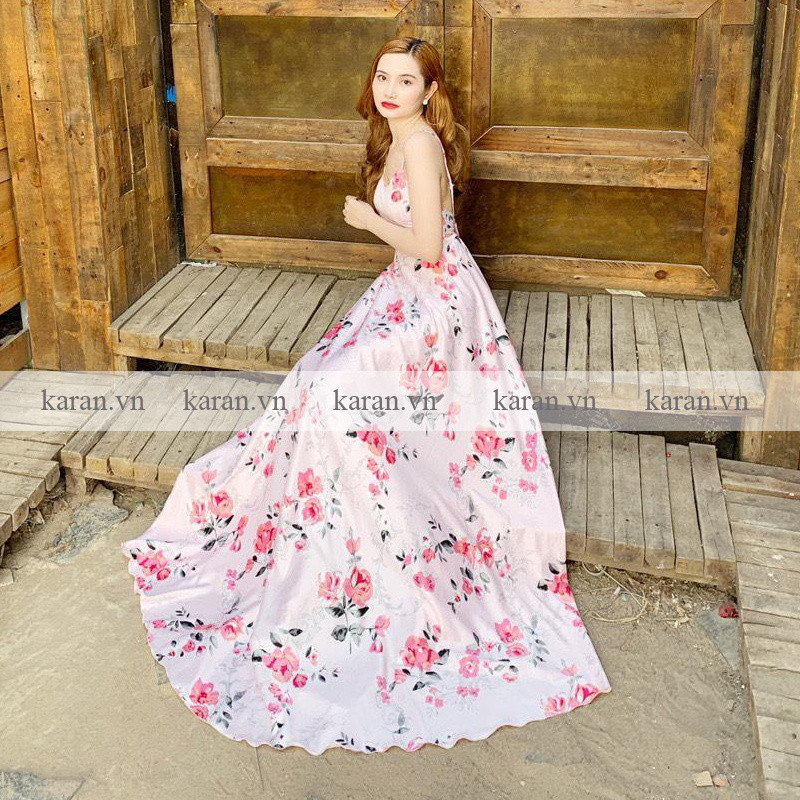 Đầm maxi hở lưng đi biển M41