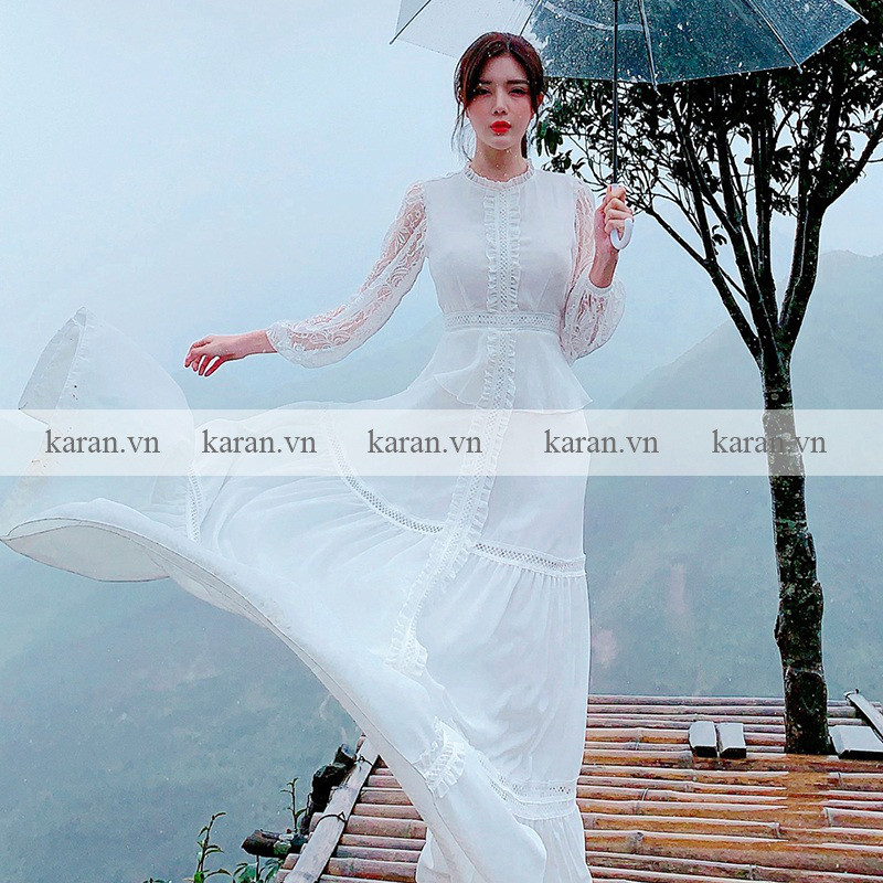 Đầm maxi trắng đi biển M42