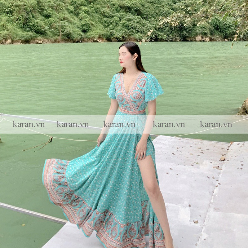 Đầm maxi đi biển xẻ tà Hawai M47