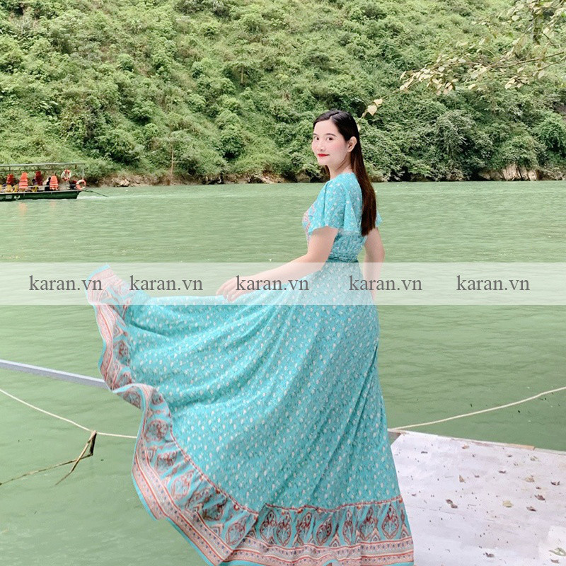 Đầm maxi đi biển xẻ tà Hawai M47