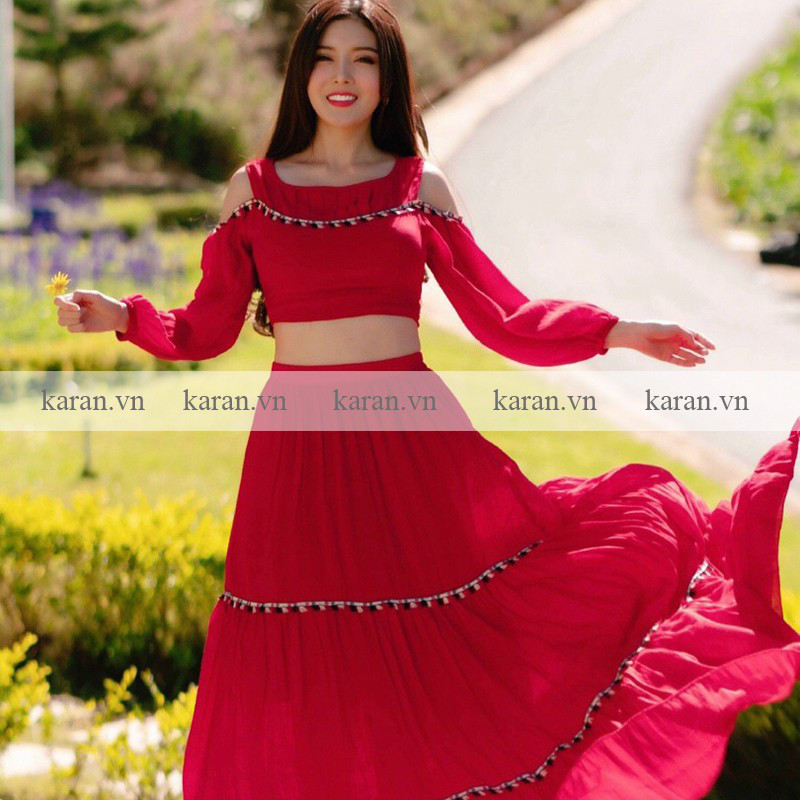 Đầm maxi có tay cách điệu M49