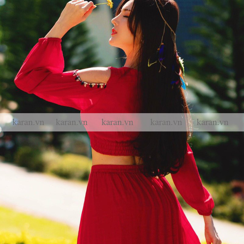 Đầm maxi có tay cách điệu M49