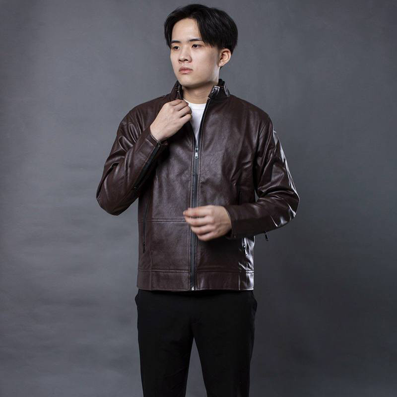 Áo khoác da nam cổ trụ AKN243