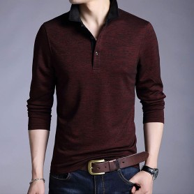 Áo thun nam tay dài, cổ bẻ thời trang ATN013Red