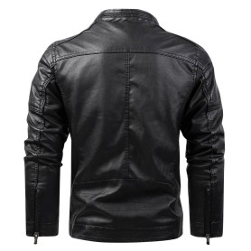 Áo khoác da nam cổ đứng lót lông cao cấp