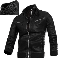 Áo khoác da lót lông cổ đứng dây kéo túi 2022 AKN140