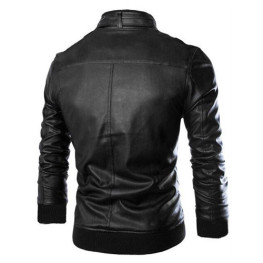 Áo khoác da lót lông cổ đứng dây kéo túi 2022 AKN140