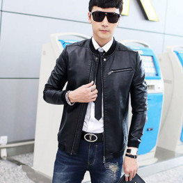 Áo khoác da nam cổ bo AKN146