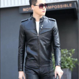 Áo khoác da nam cổ trụ classical AKN174