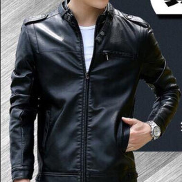 Áo khoác da nam cổ trụ classical AKN174