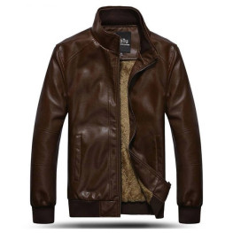 Áo khoác da cao cấp lót lông cổ đứng