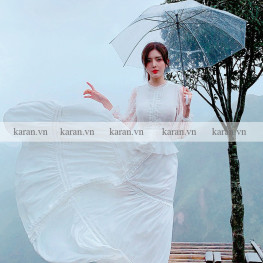 Đầm maxi trắng đi biển M42